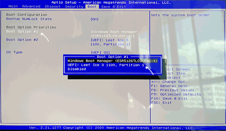 Поставить загрузку с флешки на первое место