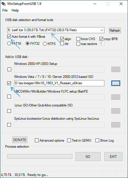 Загрузочная флешка Windows 10 в WinSetupFromUSB