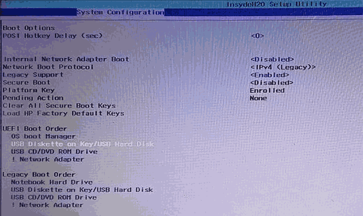 Загрузка с флешки на ноутбуке HP