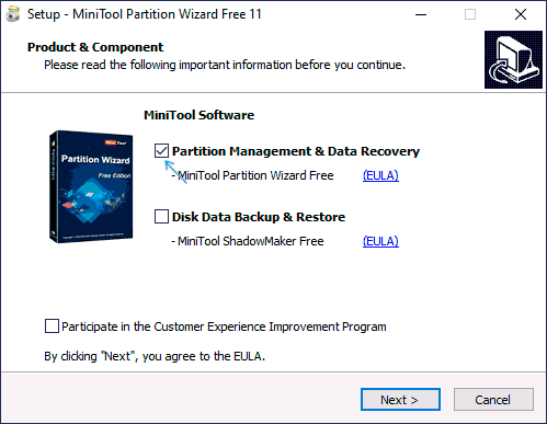 Установка Minitool Partition Wizard Free